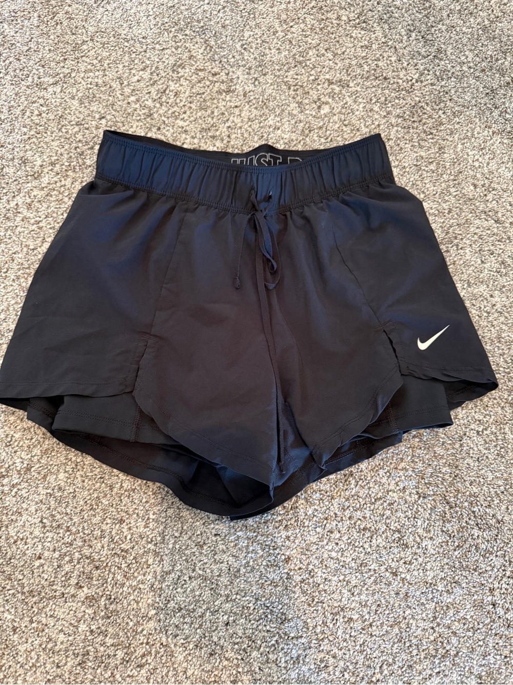 Nike Women's Black Layered Athletic Shorts with Drawstring